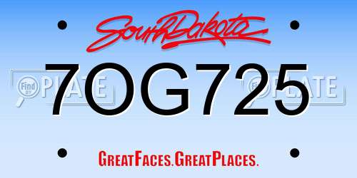 7OG725 South Dakota License Plate