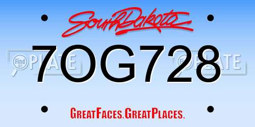 7OG728 South Dakota License Plate