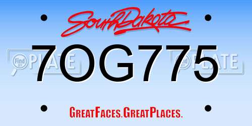 7OG775 South Dakota License Plate