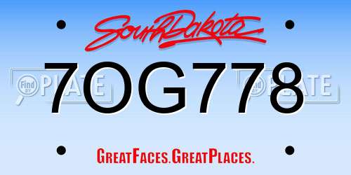 7OG778 South Dakota License Plate