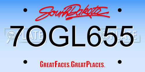 7OGL655 South Dakota License Plate