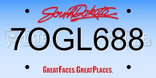 7OGL688 South Dakota License Plate
