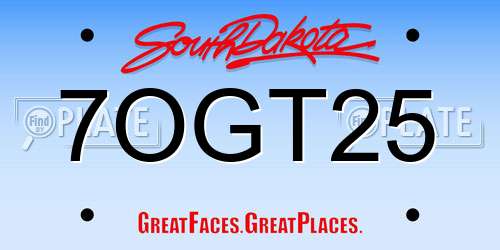 7OGT25 South Dakota License Plate