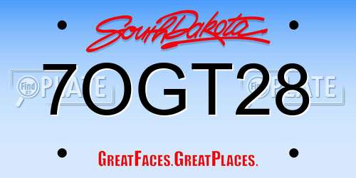 7OGT28 South Dakota License Plate