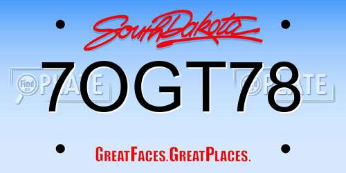 7OGT78 South Dakota License Plate