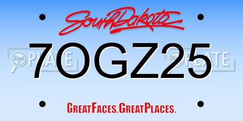 7OGZ25 South Dakota License Plate