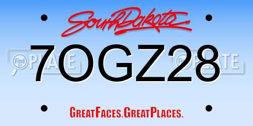 7OGZ28 South Dakota License Plate
