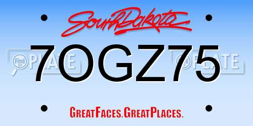 7OGZ75 South Dakota License Plate