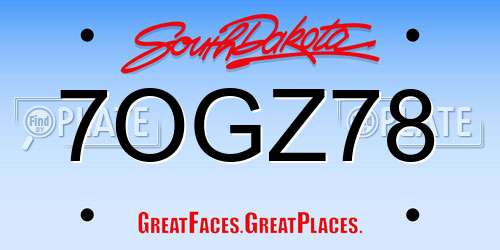 7OGZ78 South Dakota License Plate