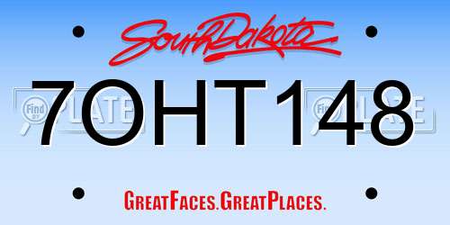 7OHT148 South Dakota License Plate