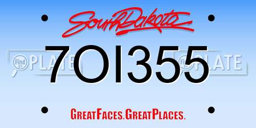 7OI355 South Dakota License Plate