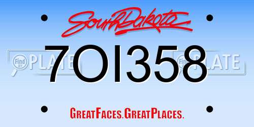 7OI358 South Dakota License Plate