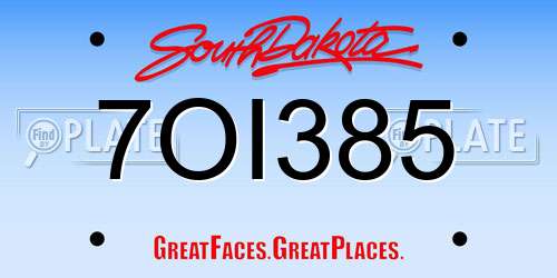 7OI385 South Dakota License Plate