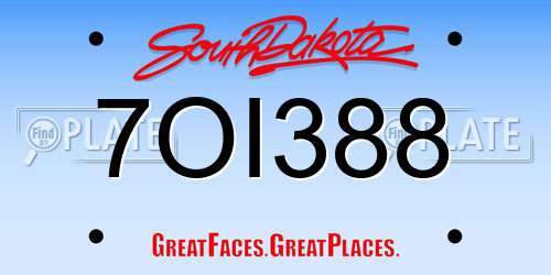 7OI388 South Dakota License Plate
