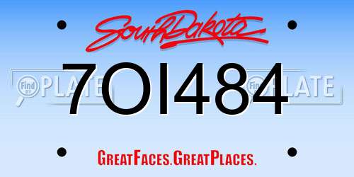 7OI484 South Dakota License Plate