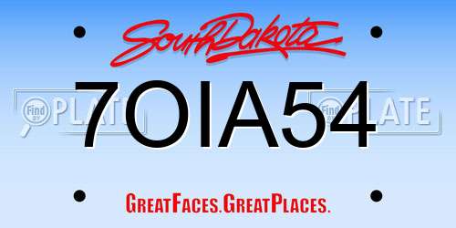 7OIA54 South Dakota License Plate