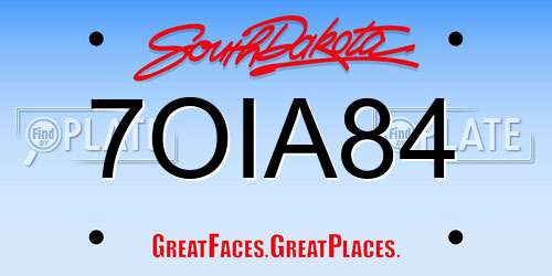7OIA84 South Dakota License Plate