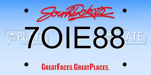 7OIE88 South Dakota License Plate