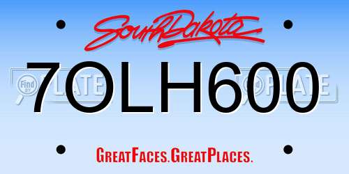 7OLH600 South Dakota License Plate