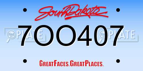 7OO407 South Dakota License Plate