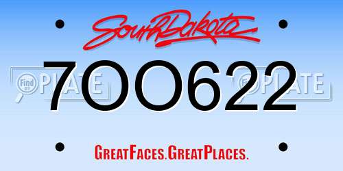 7OO622 South Dakota License Plate