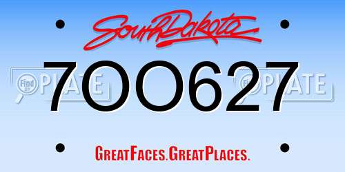 7OO627 South Dakota License Plate