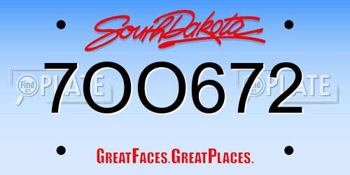 7OO672 South Dakota License Plate