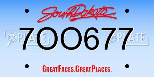 7OO677 South Dakota License Plate