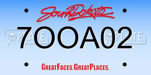7OOA02 South Dakota License Plate