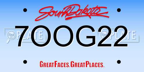 7OOG22 South Dakota License Plate