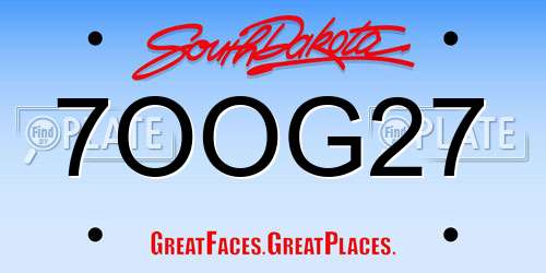 7OOG27 South Dakota License Plate