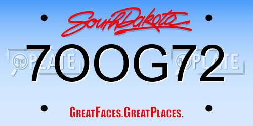 7OOG72 South Dakota License Plate
