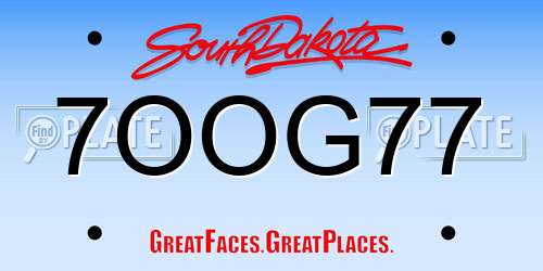 7OOG77 South Dakota License Plate