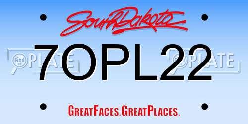 7OPL22 South Dakota License Plate
