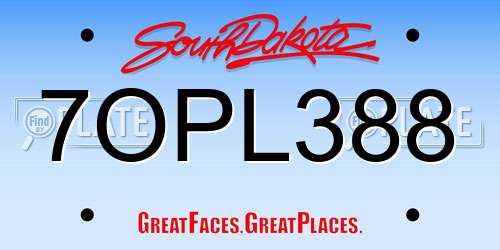 7OPL388 South Dakota License Plate