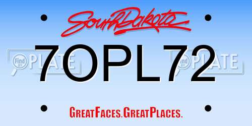 7OPL72 South Dakota License Plate