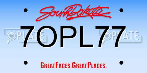 7OPL77 South Dakota License Plate