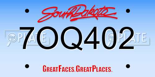 7OQ402 South Dakota License Plate
