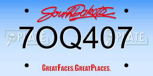 7OQ407 South Dakota License Plate