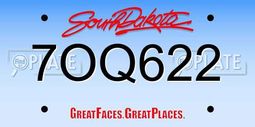 7OQ622 South Dakota License Plate