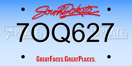 7OQ627 South Dakota License Plate