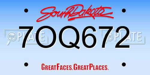 7OQ672 South Dakota License Plate