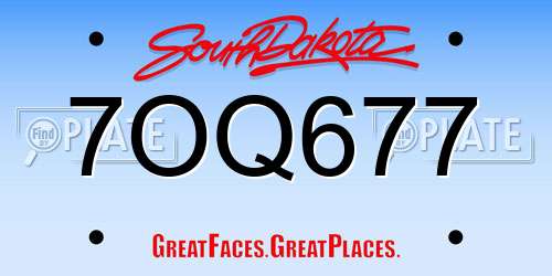 7OQ677 South Dakota License Plate