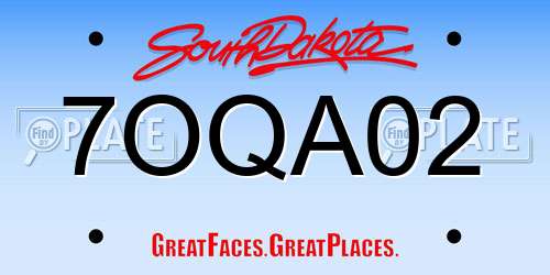 7OQA02 South Dakota License Plate