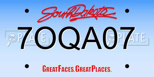 7OQA07 South Dakota License Plate