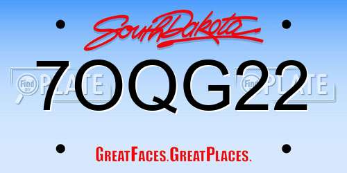 7OQG22 South Dakota License Plate
