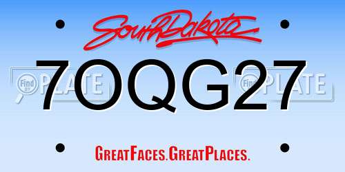 7OQG27 South Dakota License Plate