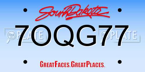 7OQG77 South Dakota License Plate