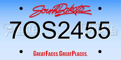 7OS2455 South Dakota License Plate