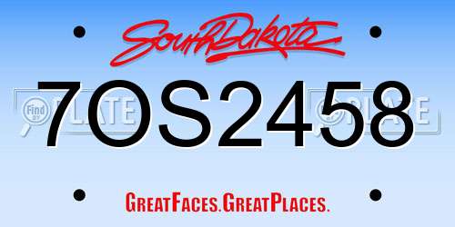 7OS2458 South Dakota License Plate